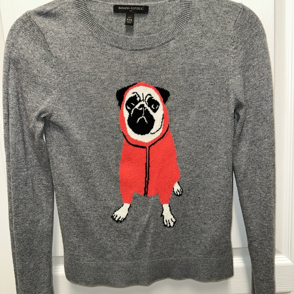 Banana Republic Gray Knit Sweater Pug Petite XXS